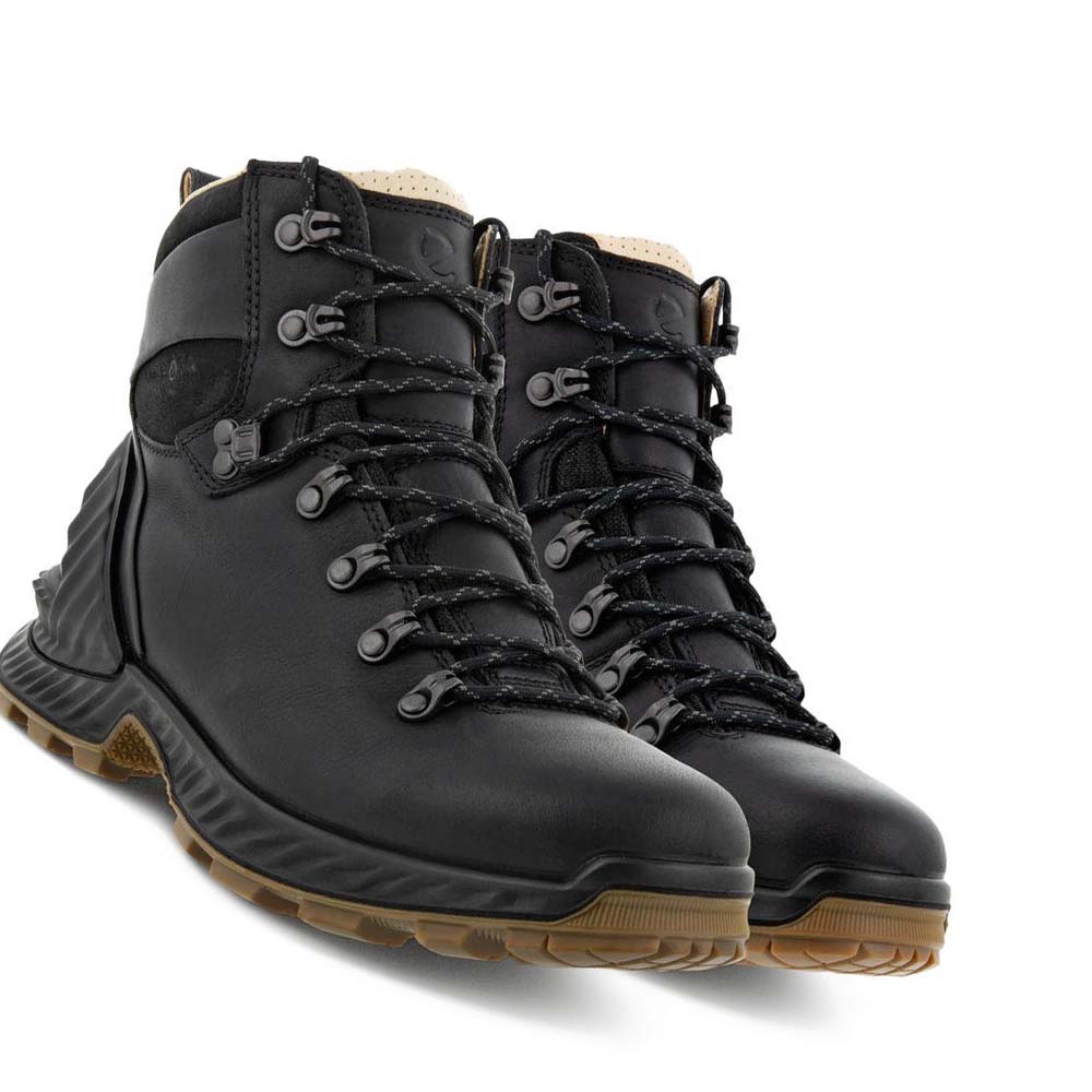 Men's Ecco Exohike Retro Hiker Boots Black | Canada 436LIS